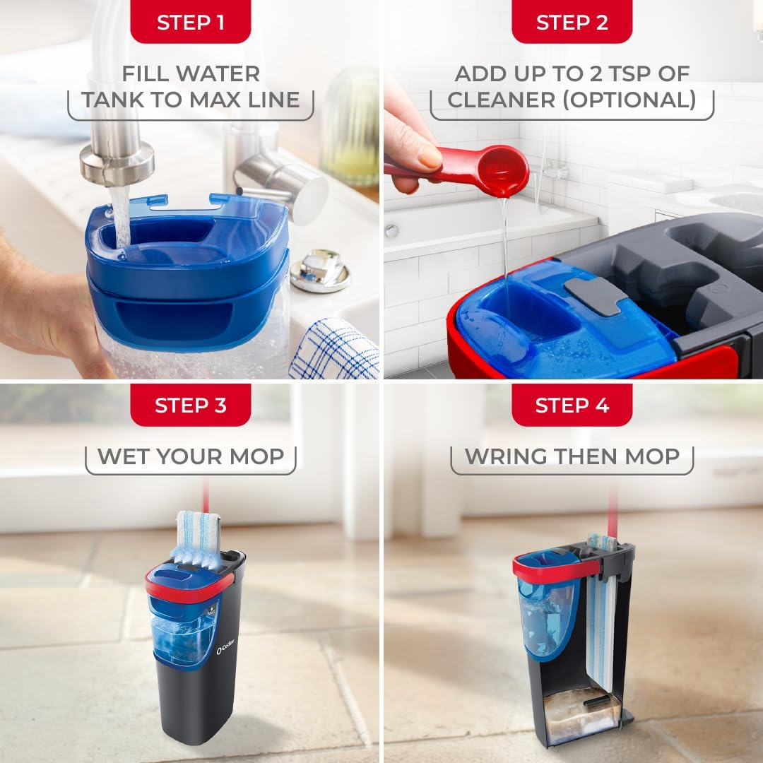 H2prO Flat Mop System | Quick Everyday Cleaning | Dual-Tank Fresh Water System | Machine Washable Reusable Microfiber Mop Pad | Safe on Hardwood, Tile & Vinyl Floors