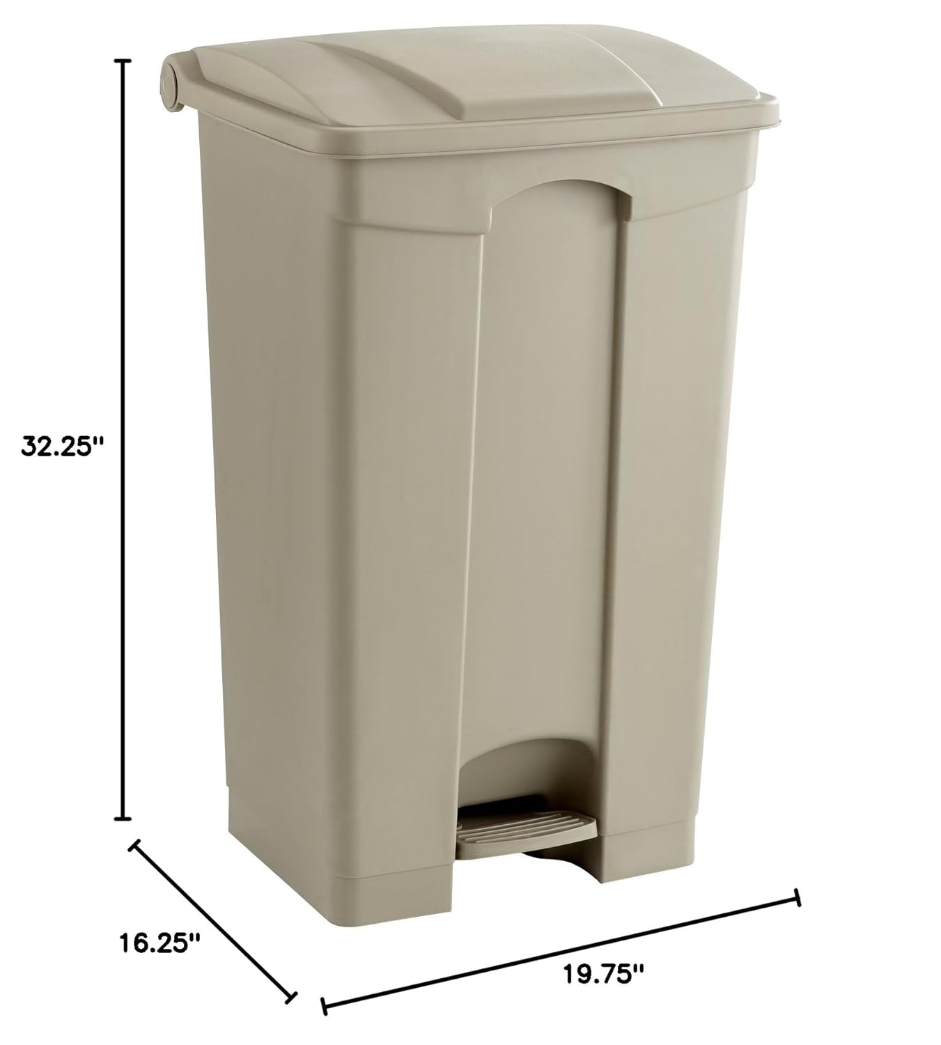 Step On Plastic Trash Can with Foot Pedal, 23 Gallon Garbage Can for Kitchen, Indoor or Outdoor Use, Hands Free, Tan