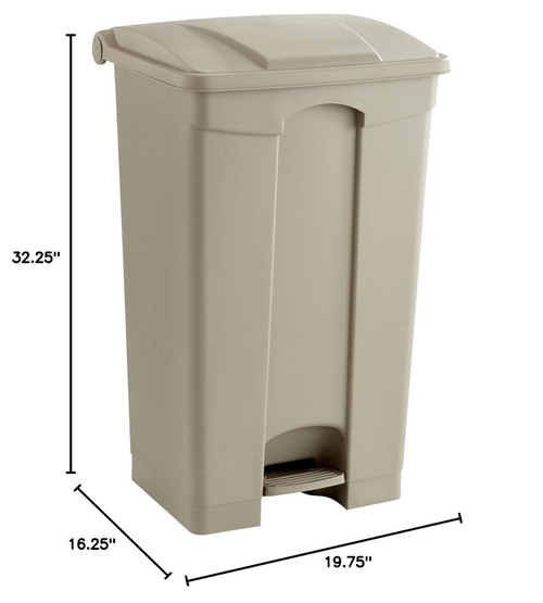 Step On Plastic Trash Can with Foot Pedal, 23 Gallon Garbage Can for Kitchen, Indoor or Outdoor Use, Hands Free, Tan