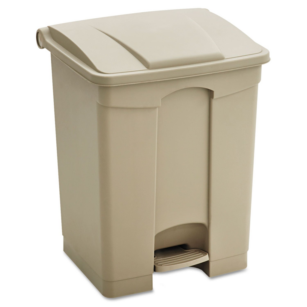 Step On Plastic Trash Can with Foot Pedal, 23 Gallon Garbage Can for Kitchen, Indoor or Outdoor Use, Hands Free, Tan