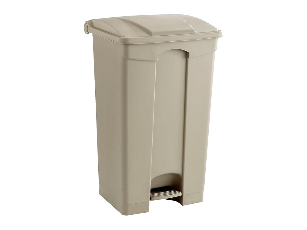 Step On Plastic Trash Can with Foot Pedal, 23 Gallon Garbage Can for Kitchen, Indoor or Outdoor Use, Hands Free, Tan